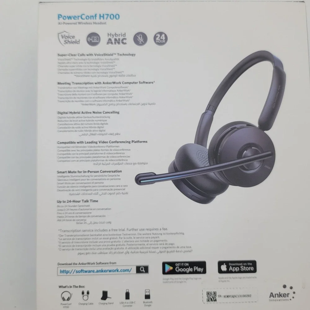 Anker PowerConf H700 AI-Powered Wireless Headset with Charging Stand Navy Blue